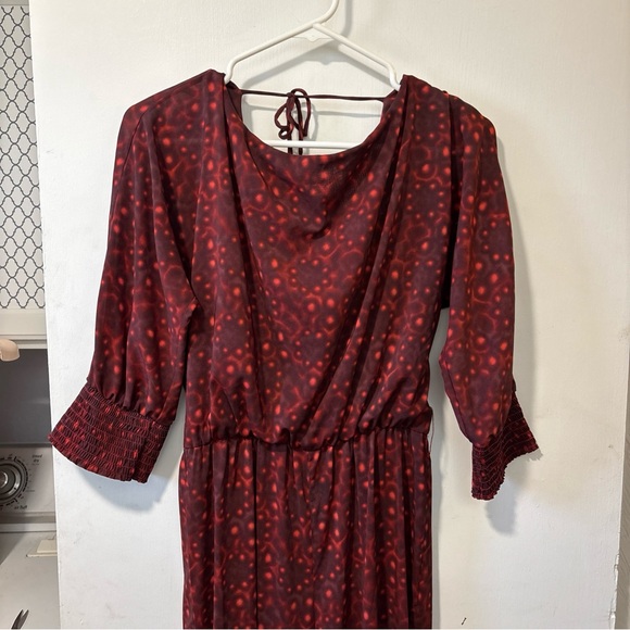 Alice + Olivia Leiby Red 3/4 Sleeves Wide Leg Jumpsuit Pants Size L - Picture 3 of 13